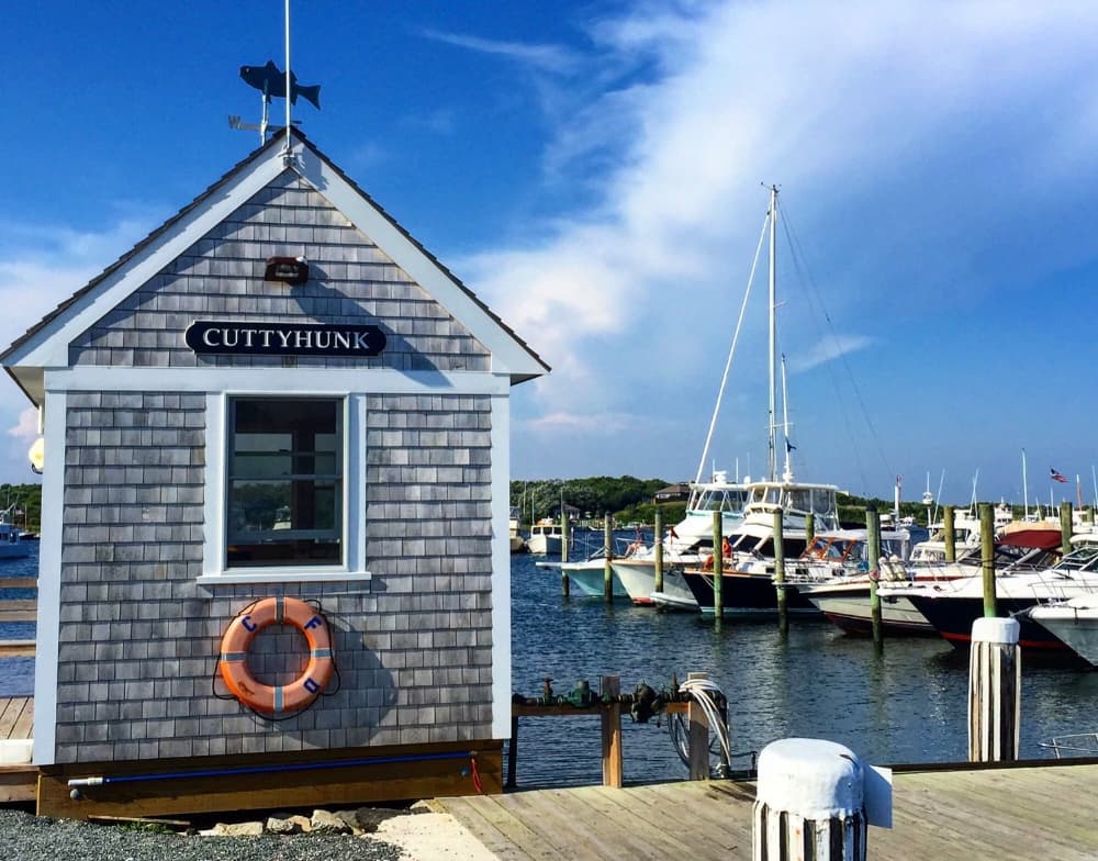Cuttyhunk Marina’s Harbormaster Office at the dock 