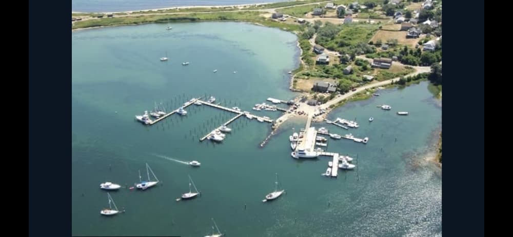 Overhead view of Cuttyhunk Marina docks