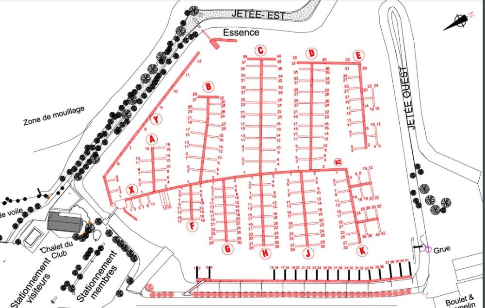 Plan des pontons du Yacht Club de Québec