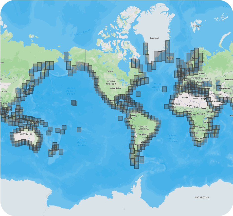 Over 90% of the worlds coastlines.